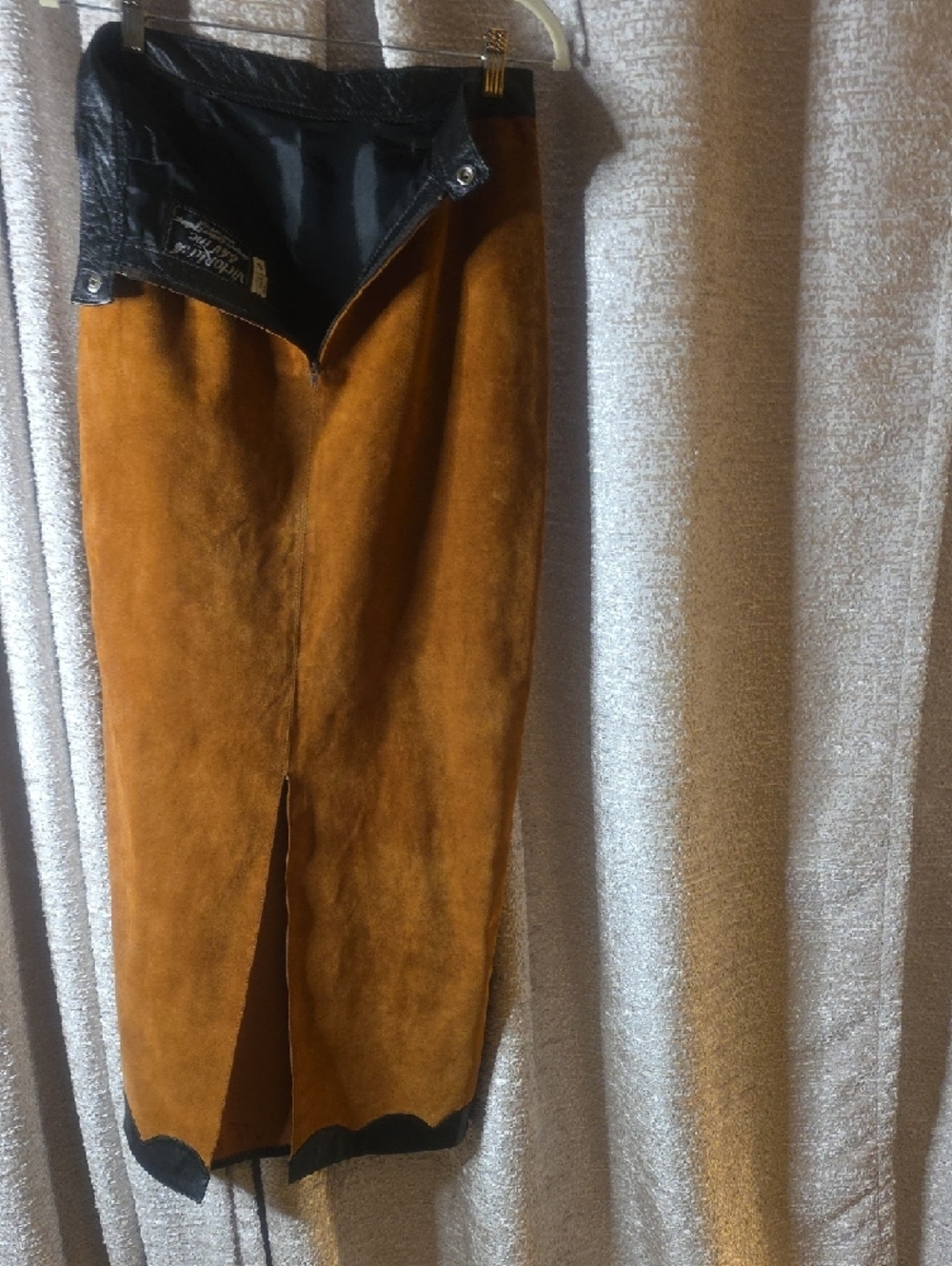 Women's Suede Blazer & Skirt Set in Rich Brown with Black Trim - Picture 7 of 12